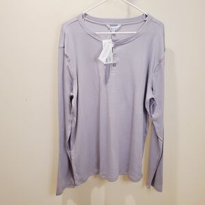 THE COMPANY STORE mens's Gray Long Sleeves Henley tshirt size L NWT